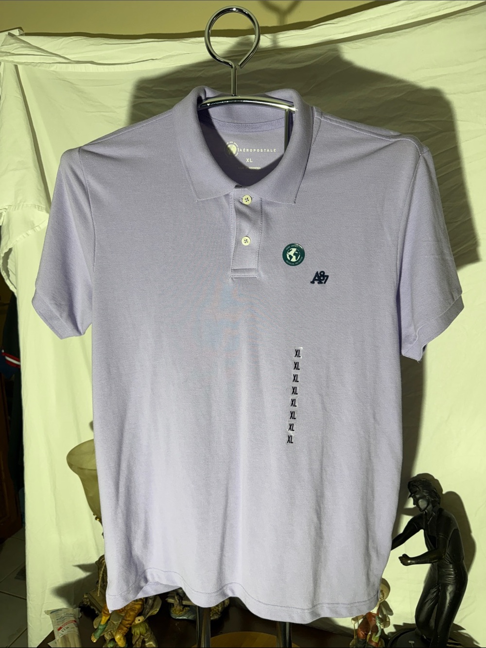 Aeropostale Men’s Light Lavender Polo Shirt with Embroidered Logo